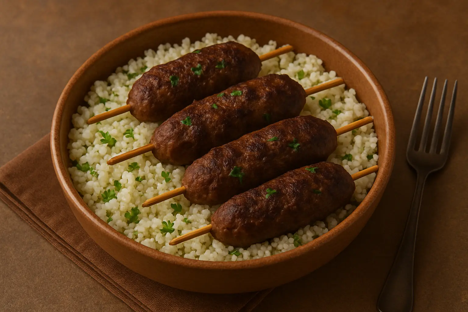 Low-Carb Rindfleisch-Kofta mit Blumenkohlreis
